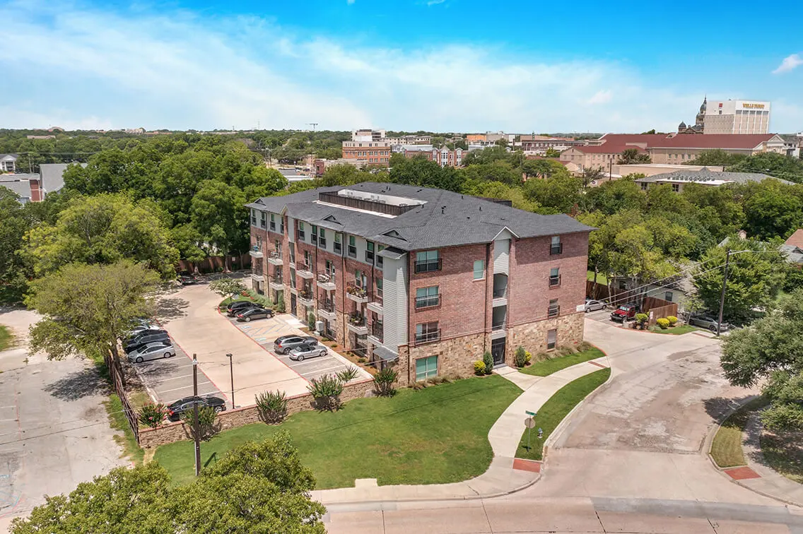 404 Industrial Park apartments in Denton, seen from above
